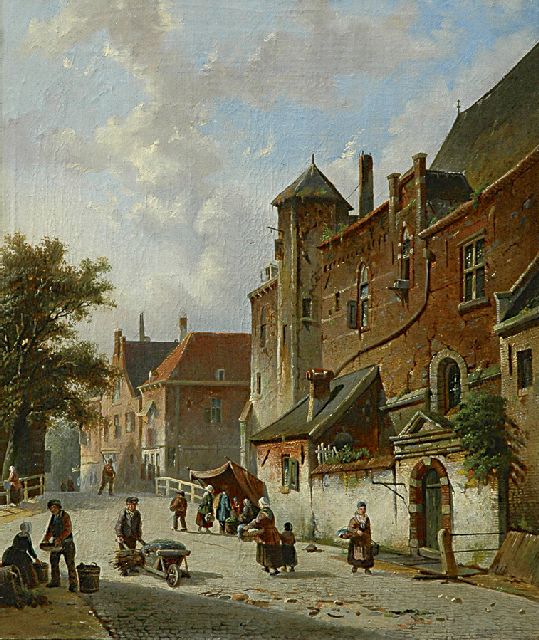 Frederik Roosdorp | Zomers stadsgezicht, olieverf op doek, 54,0 x 46,0 cm