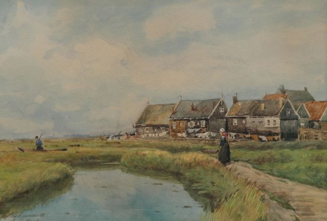 Willem Oppenoorth | Op Marken, aquarel op papier, 24,8 x 34,9 cm, gesigneerd l.o.