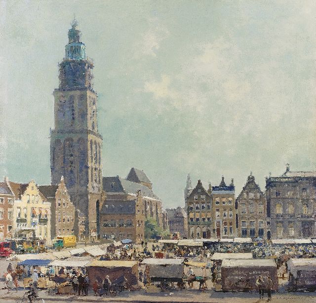 Cornelis Vreedenburgh | De Grote Markt, Groningen, olieverf op doek, 51,3 x 53,2 cm, gesigneerd r.o. en gedateerd 1936