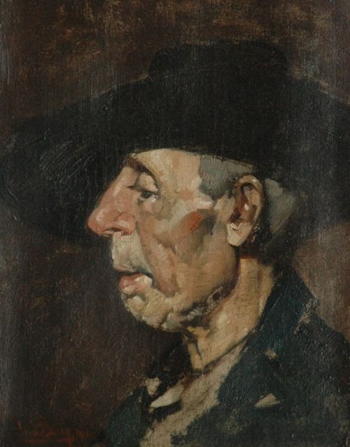 Willem van den Berg | Boer, olieverf op doek, 24,7 x 19,0 cm, gesigneerd r.o. en gedateerd 1918