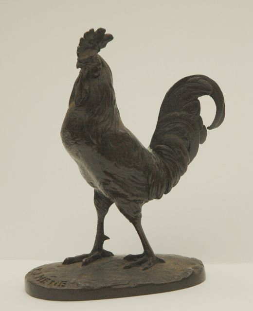 Pierre Jules Mène | De fiere haan, brons, 14,6 x 10,3 cm, gesigneerd met naamstempel op basis