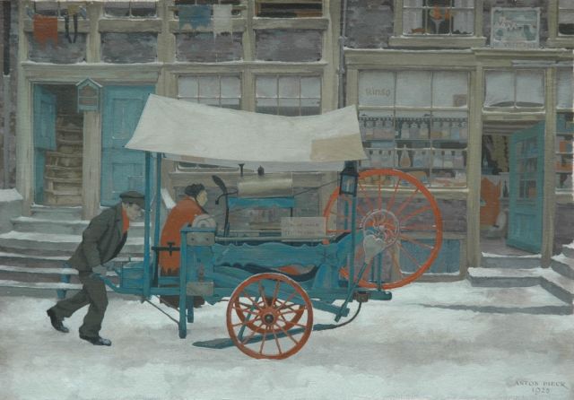 Anton Pieck | Amsterdamse scharenslijper, olieverf op doek, 25,4 x 35,3 cm, gesigneerd r.o. en gedateerd 1928