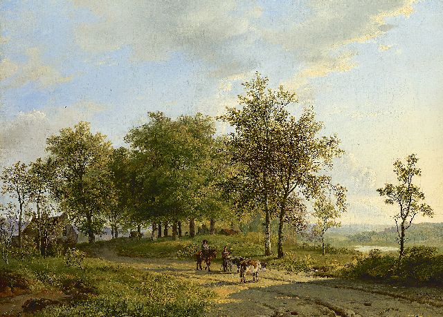 Barend Cornelis Koekkoek | Zomerlandschap met herders en vee, olieverf op doek, 44,3 x 60,2 cm, gesigneerd r.o. en gedateerd 1827