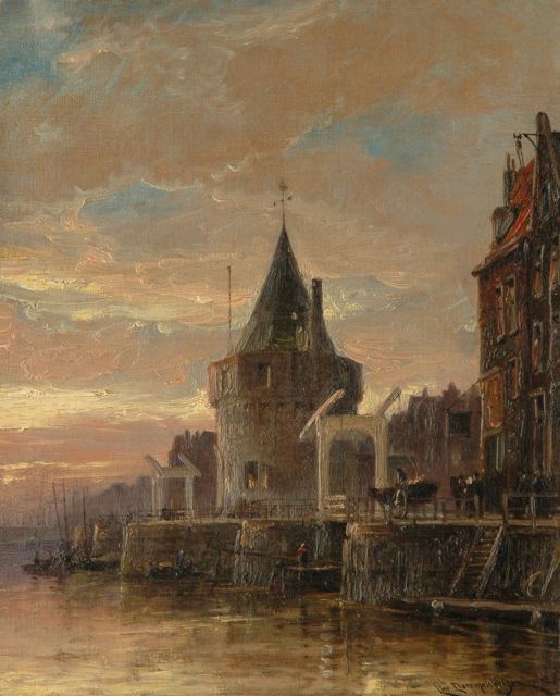 Cornelis Christiaan Dommelshuizen | De Schreierstoren in Amsterdam, olieverf op doek, 38,5 x 31,0 cm, gesigneerd r.o. en gedateerd 1902