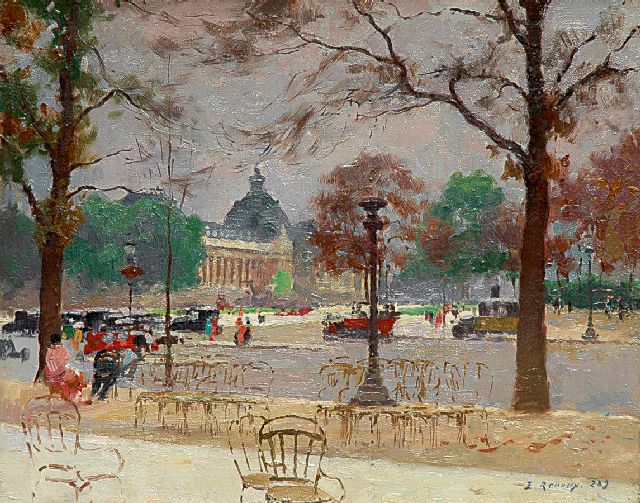 Jules Ernest Renoux | De Avenue des Champs Élysées en het Petit Palais, olieverf op doek, 33,1 x 41,5 cm, gesigneerd r.o.