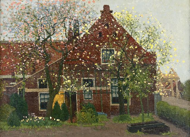 Derk Wiggers | Huisje te Loenen in het voorjaar, olieverf op doek, 43,4 x 59,3 cm, gesigneerd r.o.