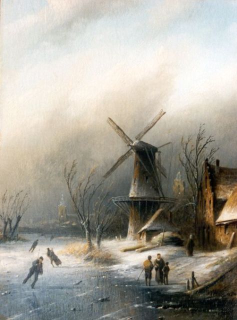 Jacob Jan Coenraad Spohler | Hollandse winter, olieverf op paneel, 21,5 x 15,8 cm, gesigneerd r.o.