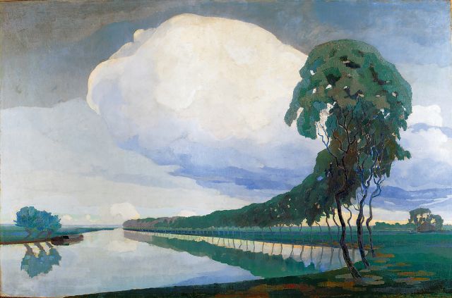 Dirk Smorenberg | Bomen langs de waterkant, olieverf op doek, 124,5 x 196,4 cm, gesigneerd r.o. en te dateren ca. 1915-1916