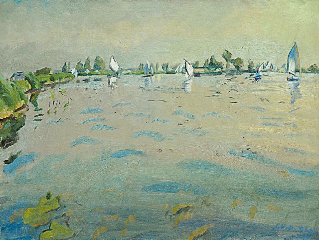 Jan van der Zee | Zomerdag op het Paterswoldsemeer, Groningen, olieverf op doek, 60,0 x 80,1 cm, gesigneerd r.o. en verso en gedateerd '41 recto en verso