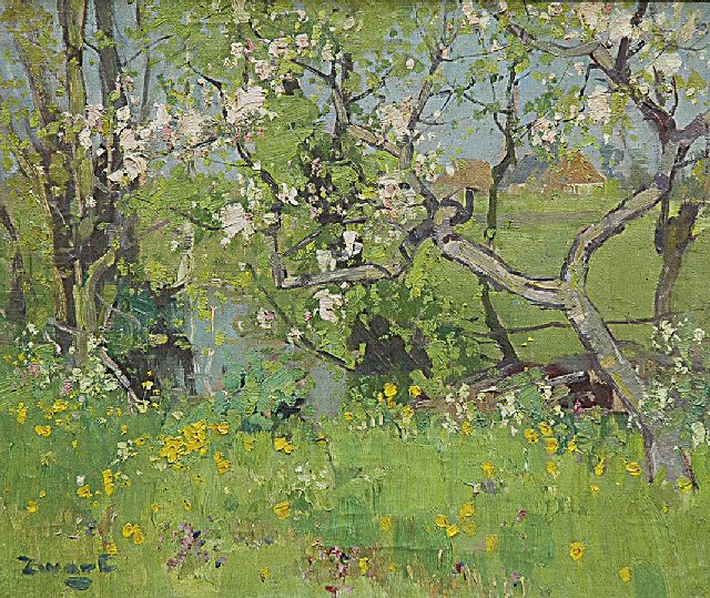Arie Zwart | Bloeiende bomen, 1945, olieverf op doek, 50,4 x 60,7 cm, gesigneerd l.o.