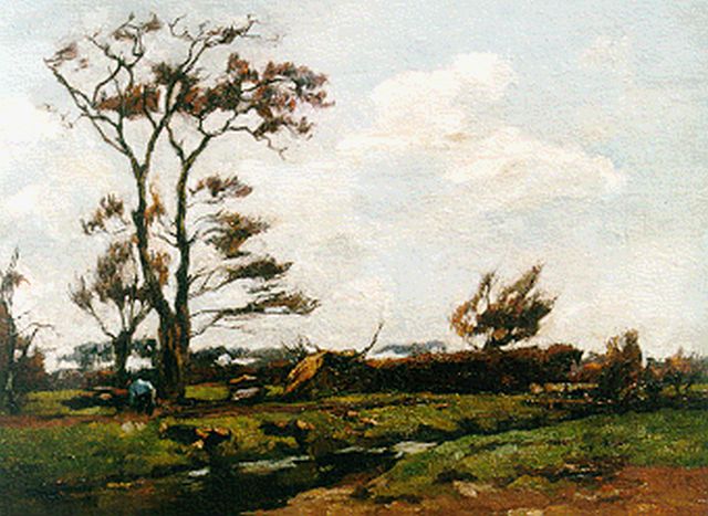 Willem de Zwart | Landschap, olieverf op doek, 33,5 x 45,7 cm, gesigneerd l.o.