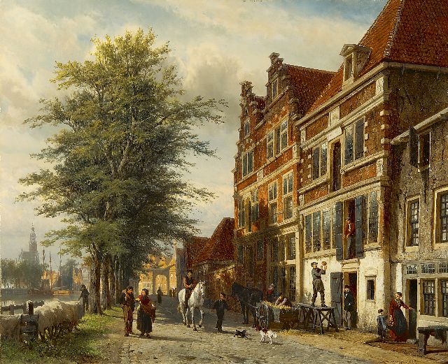 Cornelis Springer | De Doelenkade te Hoorn, bij zomer, olieverf op paneel, 53,4 x 65,3 cm, gesigneerd r.o. voluit en met monogram en gedateerd 1875
