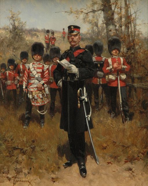Hermanus Willem Koekkoek | De Grenadier Guards van het Britse leger, olieverf op paneel, 27,0 x 21,2 cm, gesigneerd l.o. en te dateren ca. 1898  GERESERVEERD