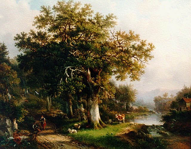 Christ P.C.  | Romantisch boslandschap, olieverf op doek 79,3 x 83,5 cm, gesigneerd r.o. en gedateerd 1854