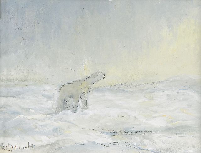 Louis Apol | IJsbeer op de Noordpool, gouache op papier, 10,9 x 14,3 cm, gesigneerd l.o. en te dateren 1935-1936