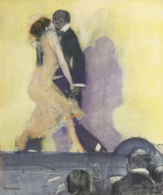 Piet van der Hem | Tangodansers, pastel en gouache op papier, 57,6 x 47,5 cm, gesigneerd l.o.