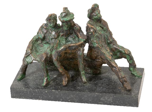 Jits Bakker | Drie bankoudjes, brons, 11,5 x 18,1 cm, gesigneerd op achterzijde bankje