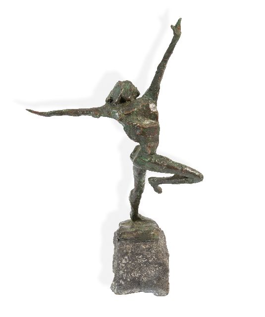 Jits Bakker | One dancer, brons, 44,9 x 26,8 cm, gesigneerd op basis