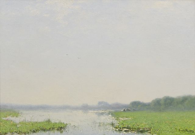 Cornelis Kuijpers | Polderlandschap bij ochtend, olieverf op doek, 47,0 x 67,3 cm, gesigneerd r.o.
