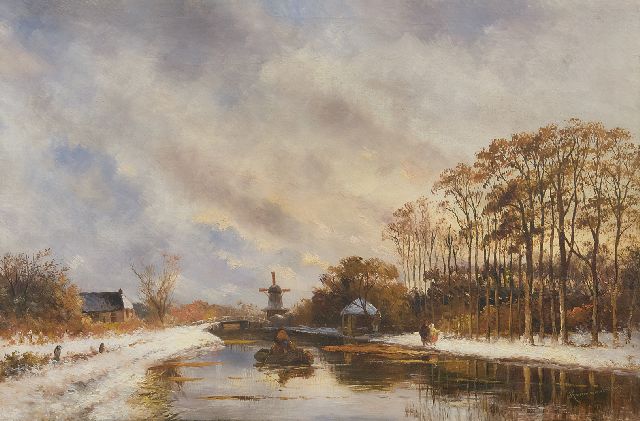 Albert Jurardus van Prooijen | Winterse vaart met bootje, olieverf op doek, 43,2 x 65,4 cm, gesigneerd met r.o. signatuur 'Kruseman van Elten'