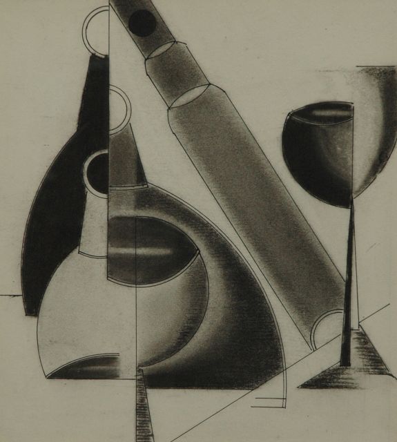 Thijs Rinsema | Compositie (nr. 118), pen, inkt en krijt op papier, 26,5 x 23,3 cm, te dateren ca. 1920