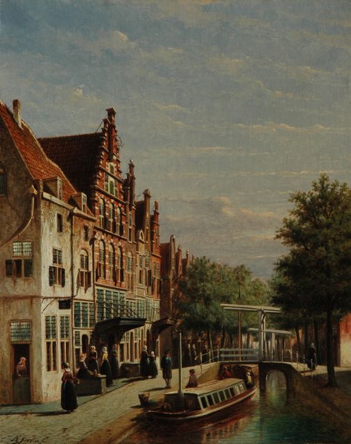 Petrus Gerardus Vertin | Stadsgezicht met het Alkmaarse Huis met de Schopjes, olieverf op doek, 63,1 x 50,9 cm, gesigneerd l.o.