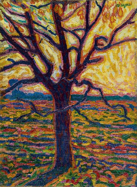 Leo Gestel | Boom in de herfst, olieverf op doek op board, 52,4 x 38,5 cm, gesigneerd r.b. en te dateren ca. 1909-1910
