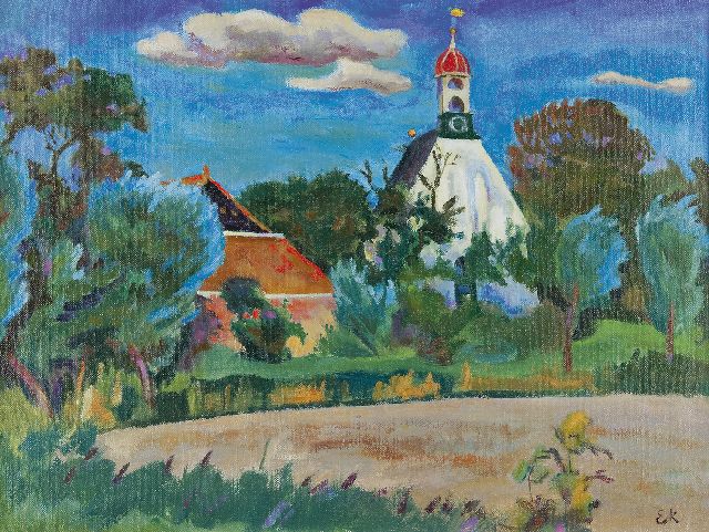 Ekke Kleima | Kerkje te Breede, olieverf op doek, 46,3 x 61,1 cm, gesigneerd r.o. met initialen en te dateren ca. 1938-1940