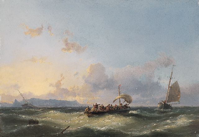 Jan H.B. Koekkoek | Zeilboten voor de kust, olieverf op paneel, 30,0 x 43,7 cm, gesigneerd l.o. en gedateerd '61