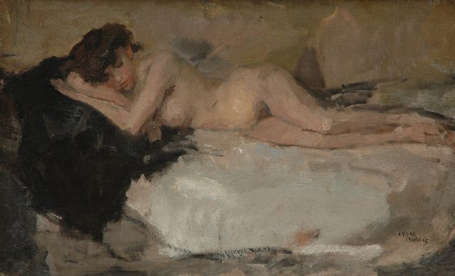 Isaac Israels | Liggend vrouwelijk naakt, olieverf op doek, 40,7 x 65,5 cm, gesigneerd r.o. en te dateren 1898-1906