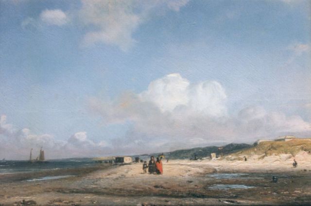 Willem van Deventer | Langs het strand, olieverf op paneel, 12,3 x 18,2 cm, gesigneerd l.o.