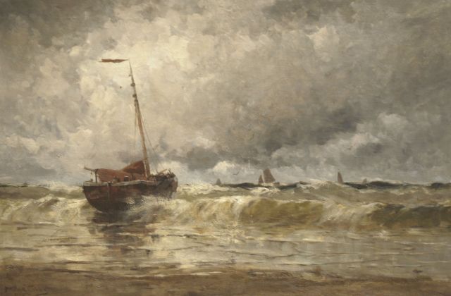 Willem Johannes Schütz | Aan het strand, olieverf op doek, 80,5 x 120,4 cm, gesigneerd l.o. en gedateerd 1880