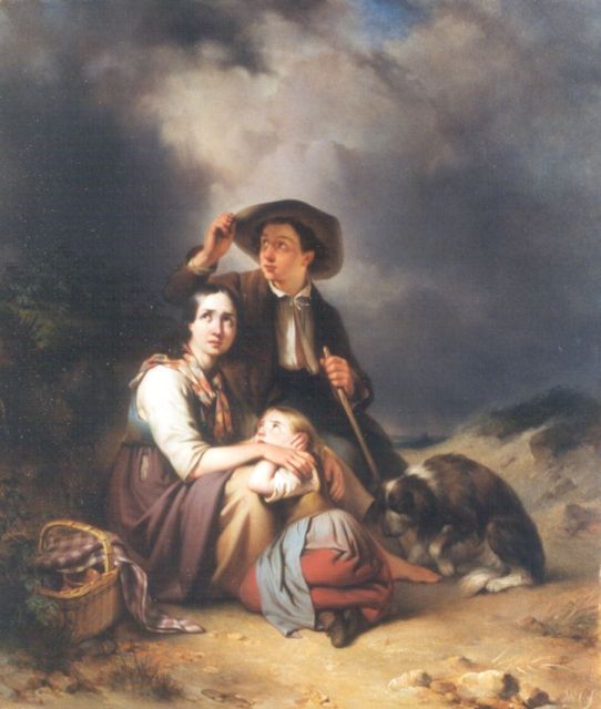 Willem Pieter Hoevenaar | Storm op komst, olieverf op paneel, 59,2 x 50,8 cm, gesigneerd r.o. met monogram W.H. en gedateerd 1843