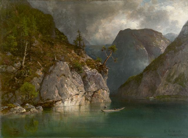 Ludwig Gebhardt | De Königssee in Beieren, olieverf op doek, 72,0 x 98,0 cm, gesigneerd r.o. en verso gedateerd 'München 1902'