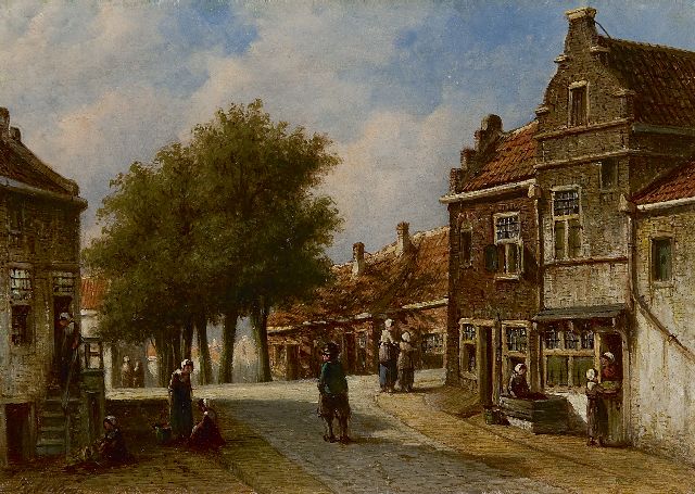 Petrus Gerardus Vertin | De hoek Dijk/Sint Janstraat in Enkhuizen, olieverf op paneel, 17,5 x 24,5 cm, gesigneerd l.o.