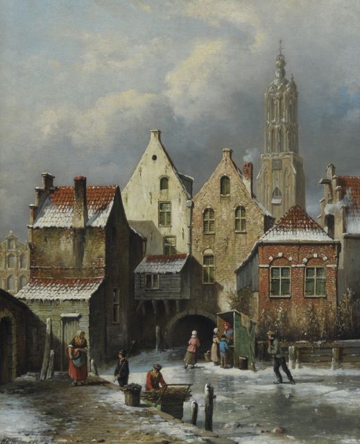 Oene Romkes de Jongh | Winter in Amersfoort, olieverf op doek, 54,1 x 44,0 cm, gesigneerd l.o.