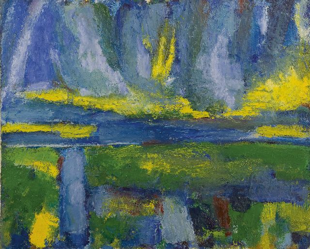 Gerrit Benner | Polderlandschap, olieverf op doek, 80,0 x 100,0 cm, te dateren ca. 1965