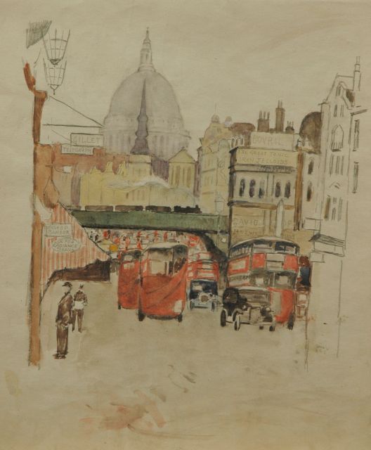 Marie Henri Mackenzie | Stadsgezicht, Londen, potlood en aquarel op papier, 35,8 x 27,4 cm, te dateren 1938