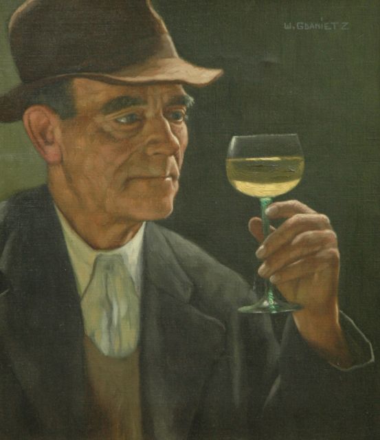 Wilhelm Gdanietz | De wijnkenner, olieverf op doek, 46,6 x 40,7 cm, gesigneerd r.b.