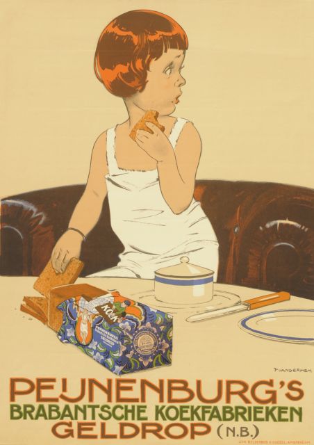 Piet van der Hem | Poster 'Peijnenburg's Brabantsche koekfabrieken', kleurenlithografie poster, 62,2 x 45,0 cm, gesigneerd r.o. in de steen