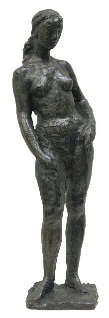 Andriessen M.S.  | Vrouwelijk naakt, staand, brons 88,0 x 26,0 cm, gesigneerd op basis met monogram