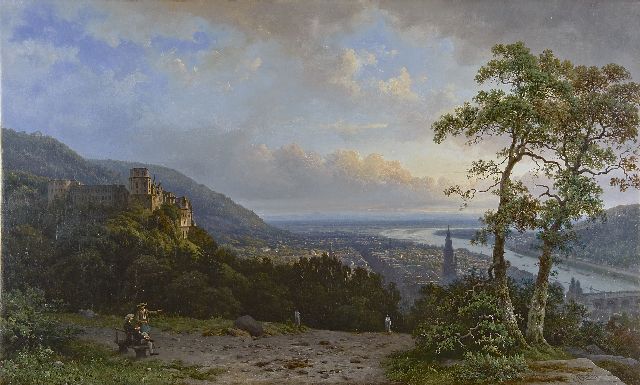 George Andries Roth | Gezicht op Heidelberg met het slot, olieverf op doek, 61,6 x 102,0 cm, gesigneerd r.o.