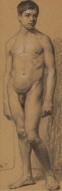 Max Thedy | Academiestudie, houtskool en krijt op papier, 33,6 x 11,1 cm, gesigneerd l.o. met initialen