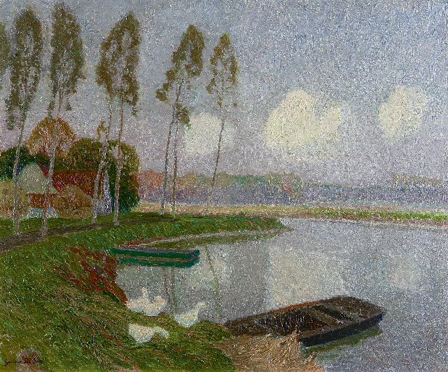 Gustave De Smet | Leielandschap, bij Sint-Martens-Latem, olieverf op doek, 50,5 x 60,9 cm, gesigneerd l.o. en te dateren ca. 1913-1914