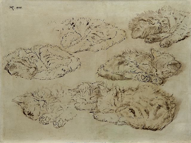 Henriette Ronner | Studie van jonge katjes, olieverf op paneel, 34,6 x 46,0 cm, gesigneerd l.b. met monogram en gedateerd 1904