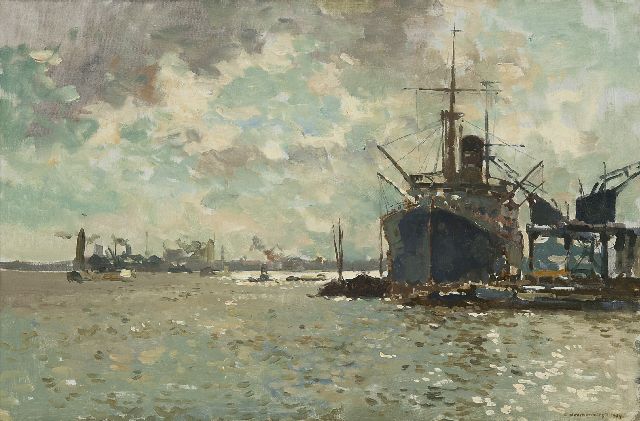 Cornelis Vreedenburgh | Op de rivier, olieverf op doek, 40,4 x 60,2 cm, gesigneerd r.o. en gedateerd 1924