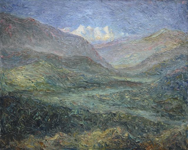Dirk Vis | Berglandschap, Zwitserland, olieverf op doek, 65,2 x 80,4 cm, gesigneerd r.o. en verso en gedateerd '46