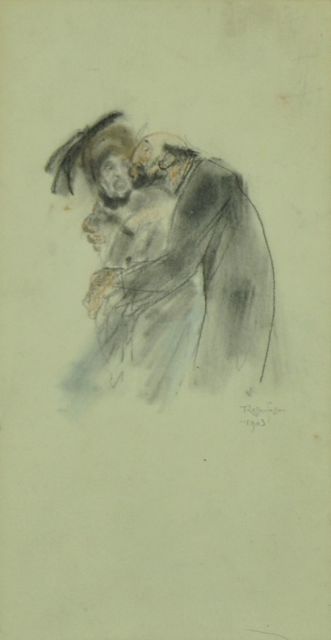 Armand Rassenfosse | Effusions tardives, pastel op papier, 25,3 x 13,0 cm, gesigneerd r.o. en gedateerd 1903