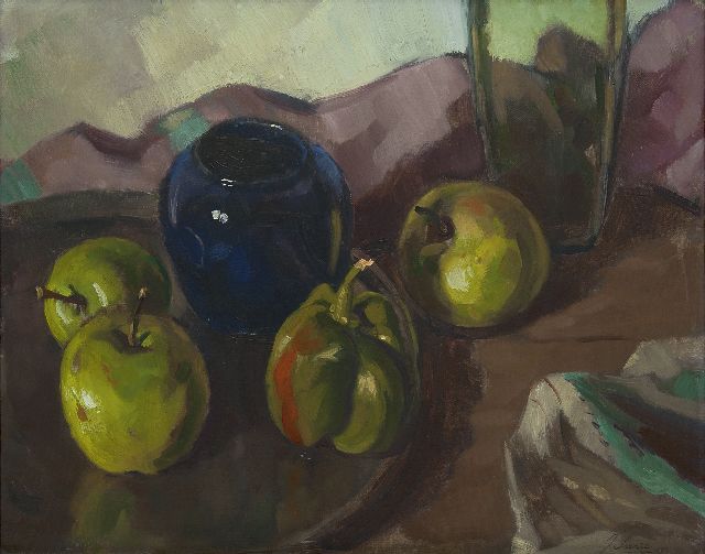 Coba Surie | Schaal met appels en paprika, olieverf op doek, 40,7 x 50,5 cm, gesigneerd r.o.
