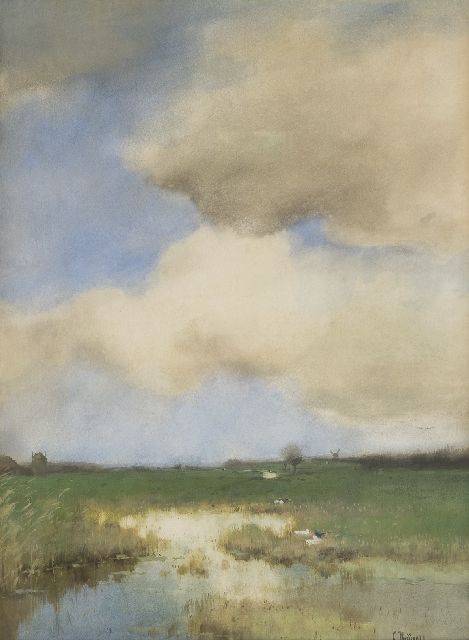 Cornelis Kuijpers | Polderlandschap, aquarel op papier, 52,4 x 38,6 cm, gesigneerd r.o.